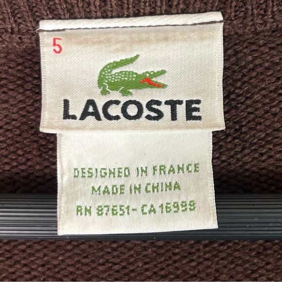 Vintage Lacoste Merino Wool Argyle Sweater Mens 5/Large V Neck Preppy Academia - Picture 4 of 9
